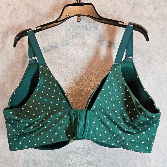Cacique Polka Dot Full Coverage Lightly Lined Bra 40F Green Adjustable Straps - Picture 10 of 16